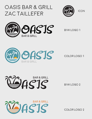 Logo collage made for Oasis, a fictious bar and grill