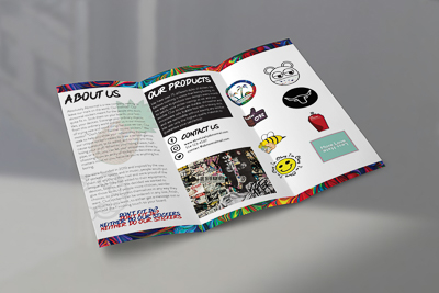 Sticker company tri-fold brochure