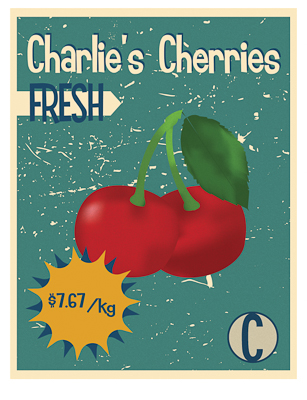 Sale poster for Charlie's Cherries