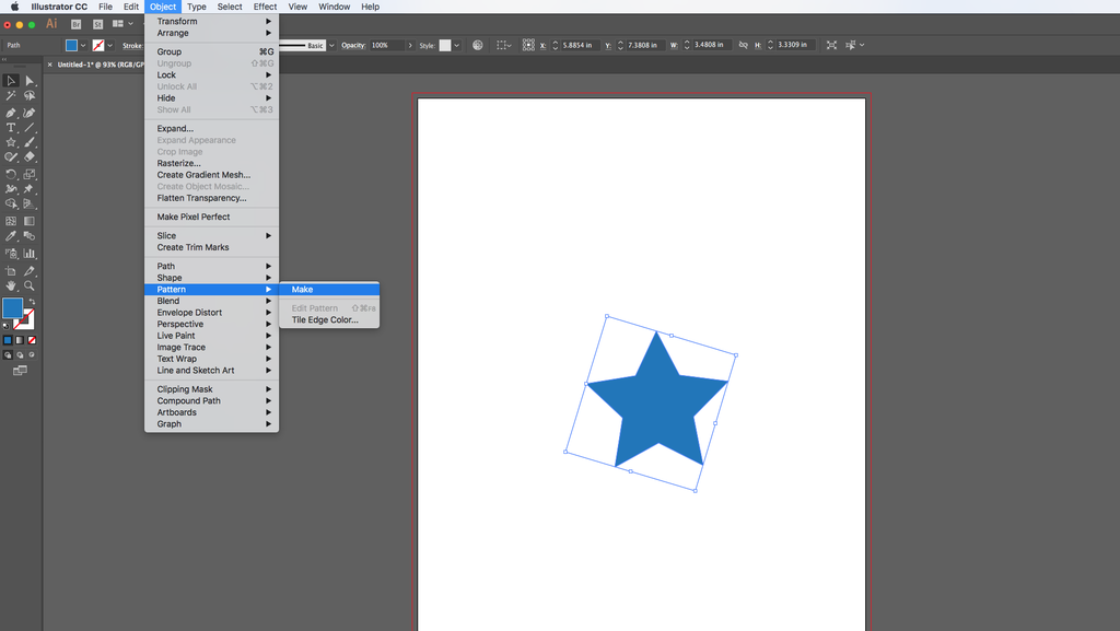 A blue star shape in Adobe Illustrator