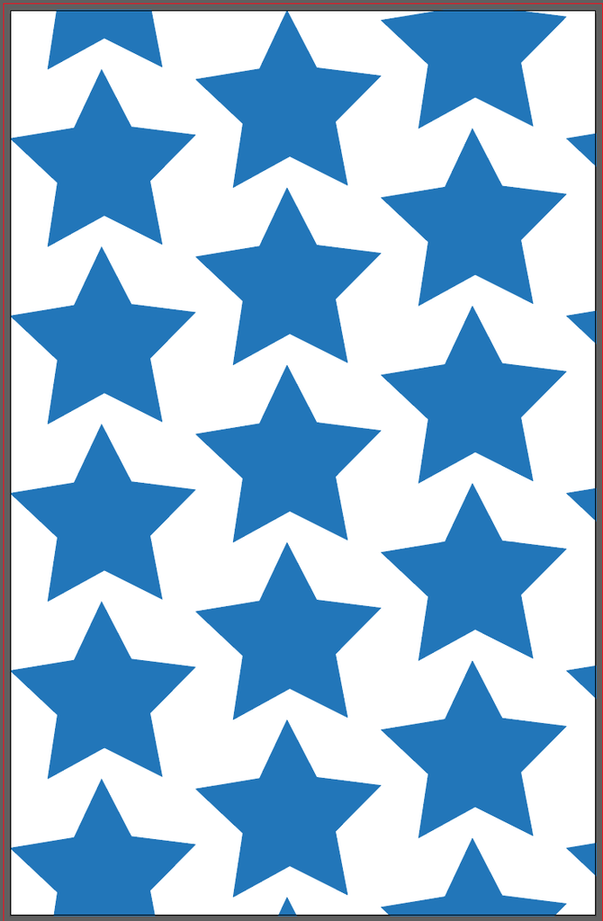 A rectangle in Adobe Illustrator with a blue star pattern fill.