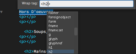 Screenshot of Using the Quick Tag Editor