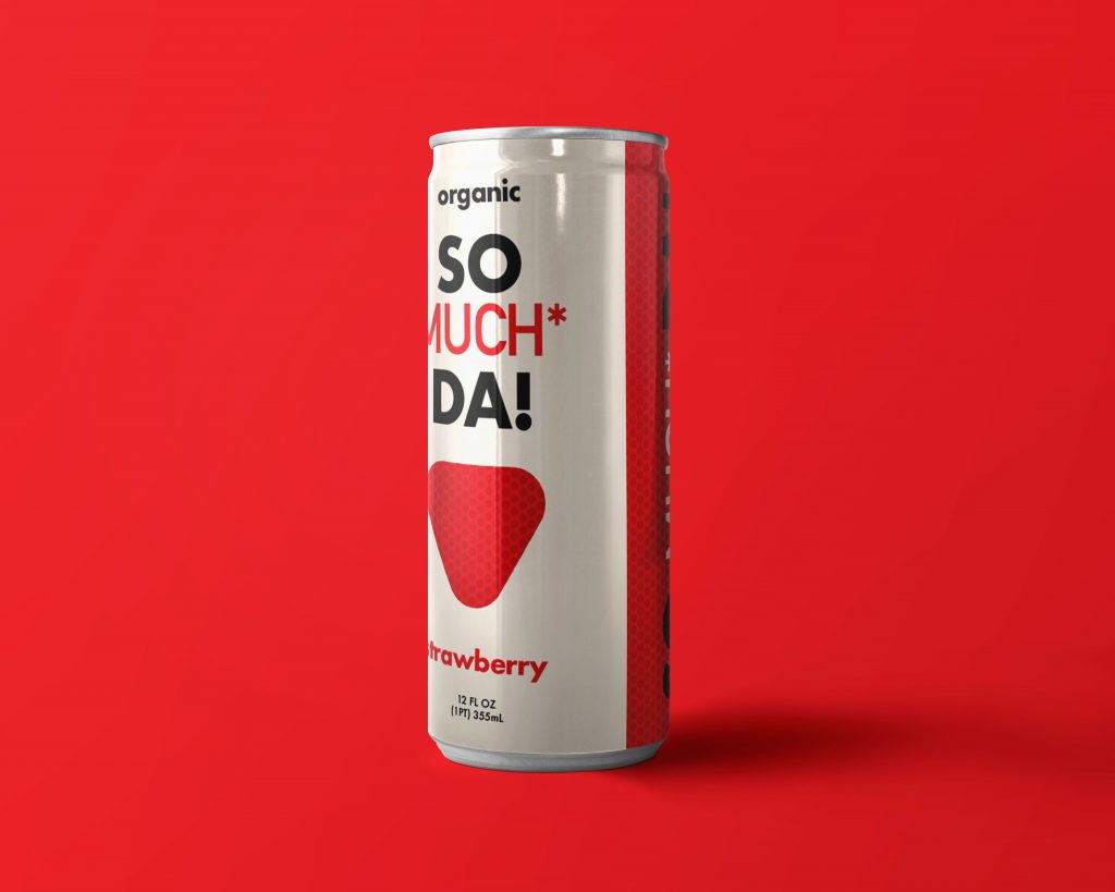 Mockup of a SoMuch*Da, a creative soda brand concept by designer Adrian Lan