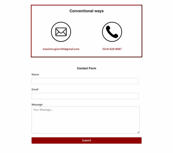 Web contact form design by GWD grad Massimo Giannitti