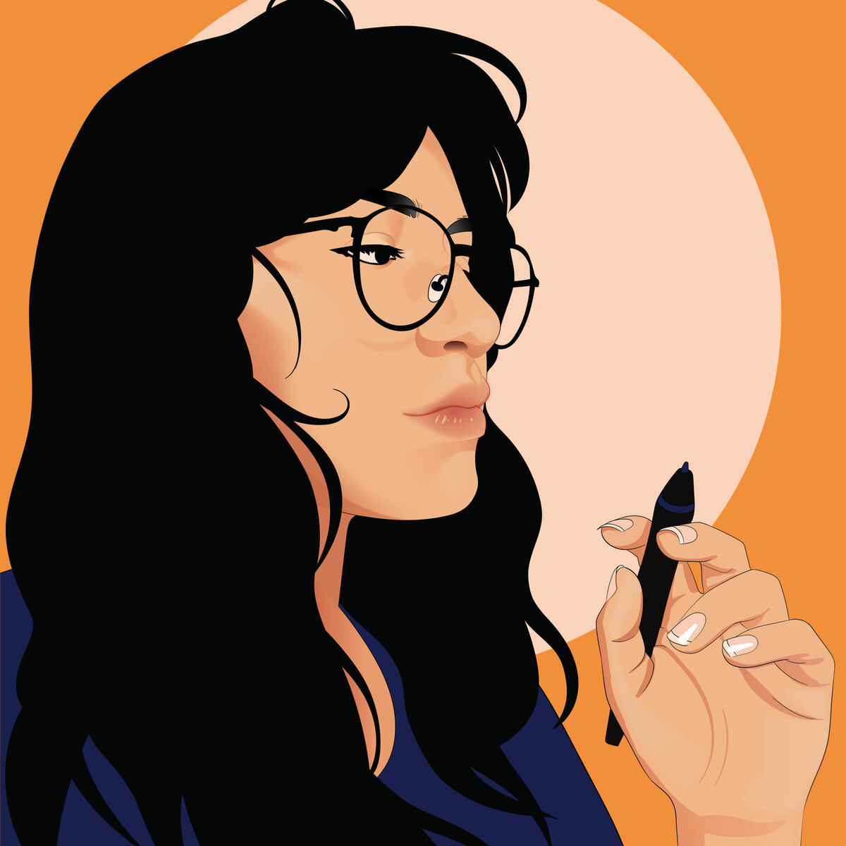 Self portrait vector illustration of Valeria Krumdieck made by valeria krumdieck, designer and illustrator