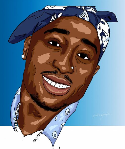 Tupac illustration by GWD grad Zachary Simpson